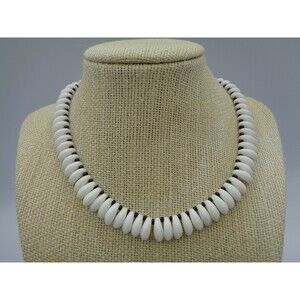 Vintage White Plastic Choker Necklace W Germany Very Unique Design Funky Hip